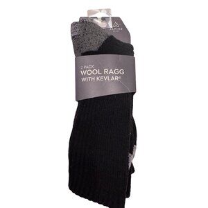 2- Alpine Design Wool Socks Ragg With Kevlar Size Large 9-12 Black NWT Gray Blac